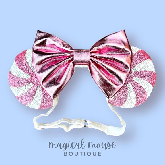 Sugar Plum Fairy Elastic Minnie Mouse Ears | Disney-Inspired Adjustable Headband - Picture 1 of 5